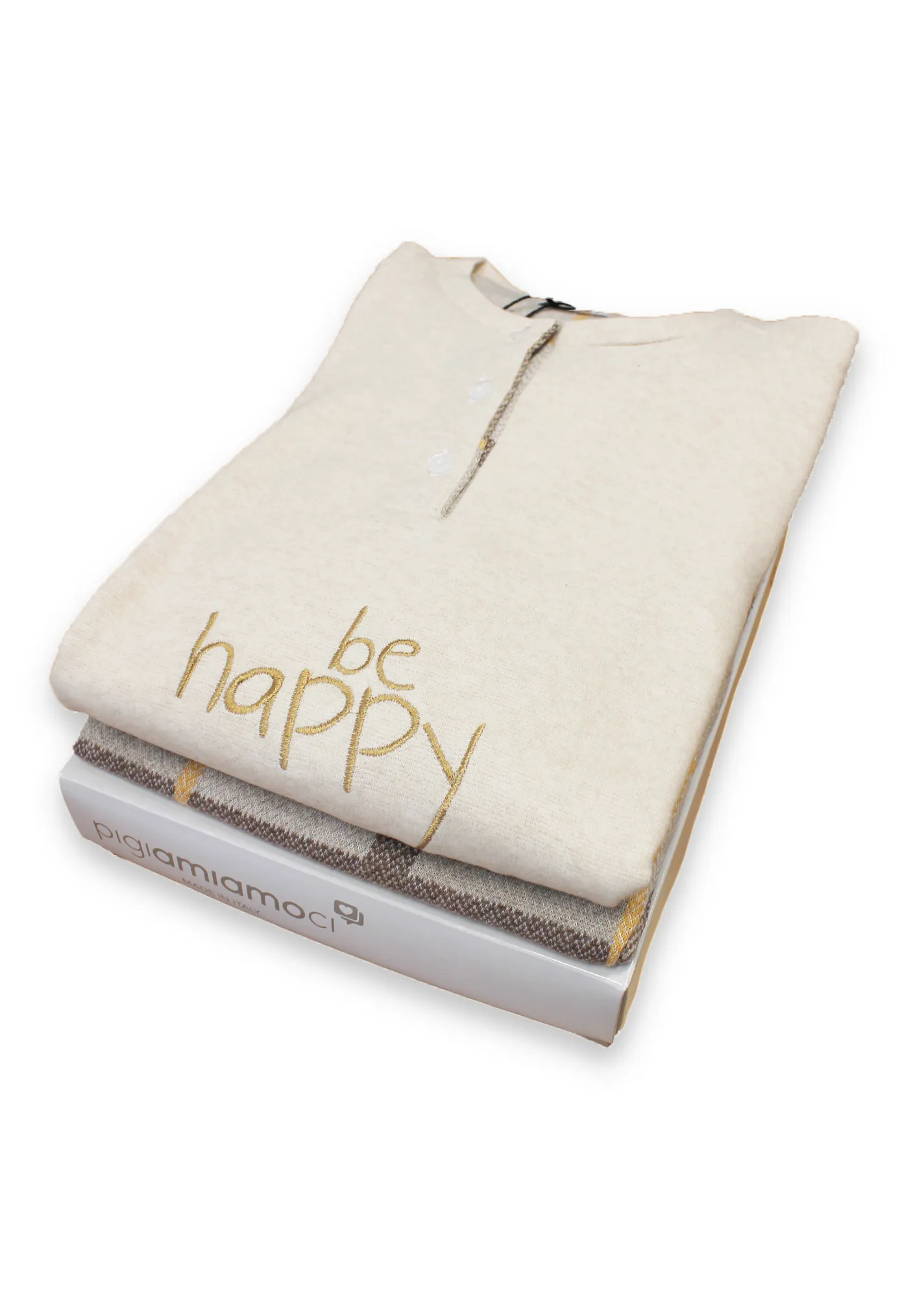 pigiama invernale beige con scritta