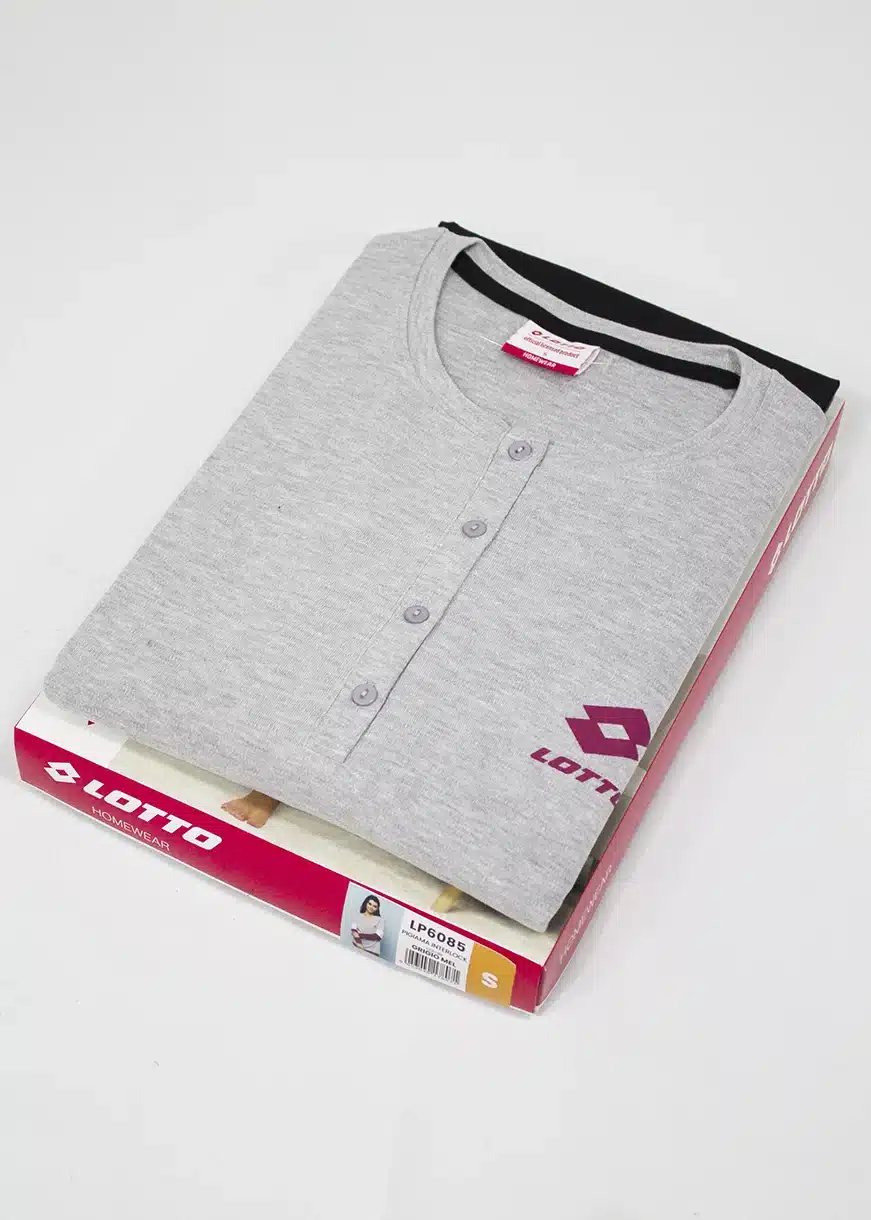 pigiama grigio con logo lotto fucsia