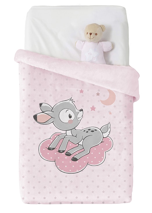 coperta per neonata di colore rosa con cerbiatta
