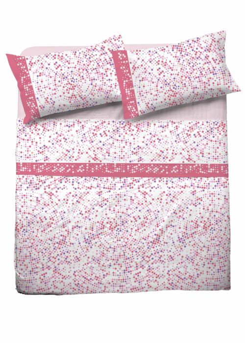 lenzuola per letto matrimoniale a pallini di colore rosa