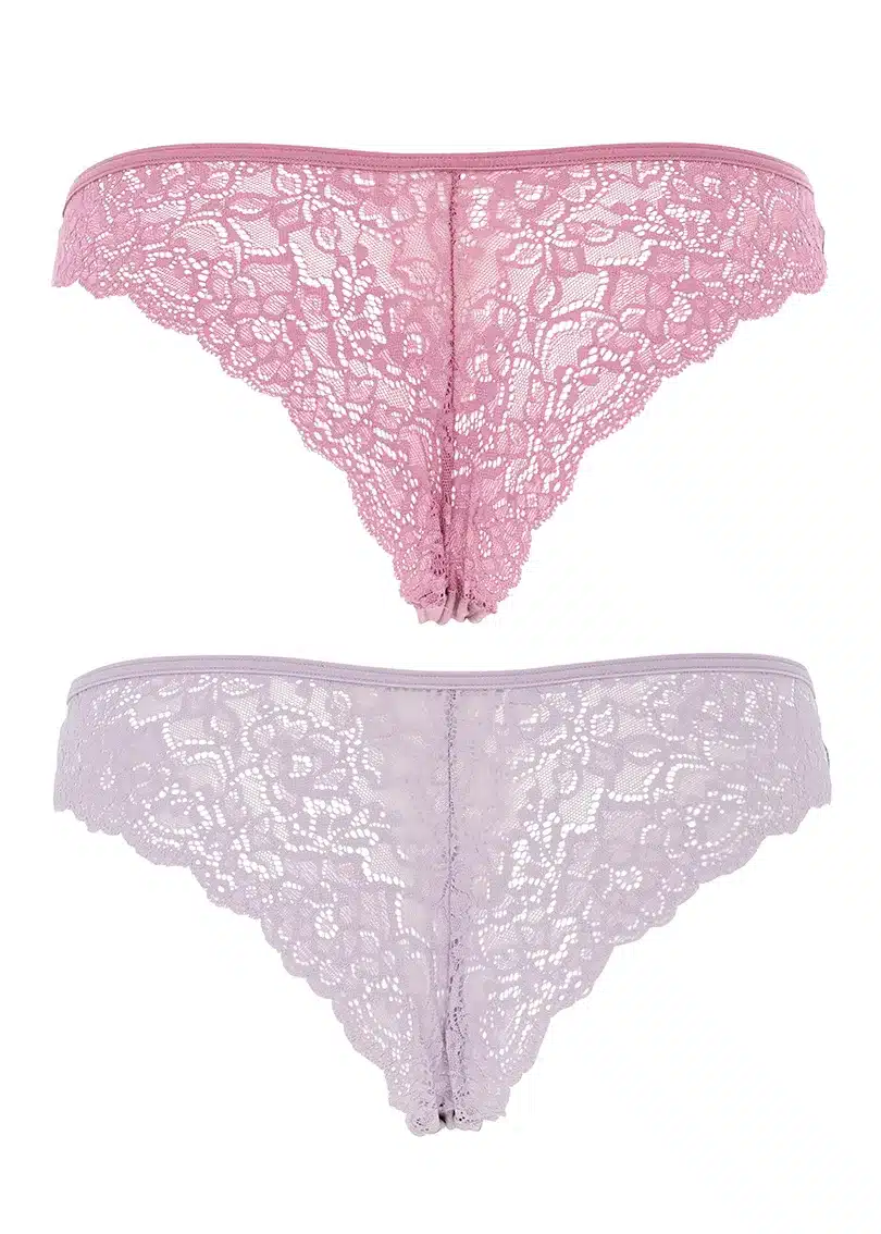 tanga lilla e rosa in pizzo