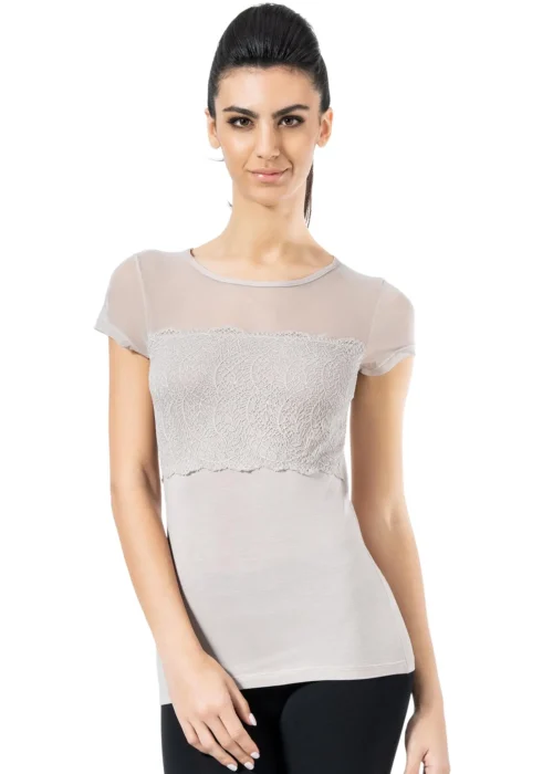 maglia femminile con tulle e pizzo