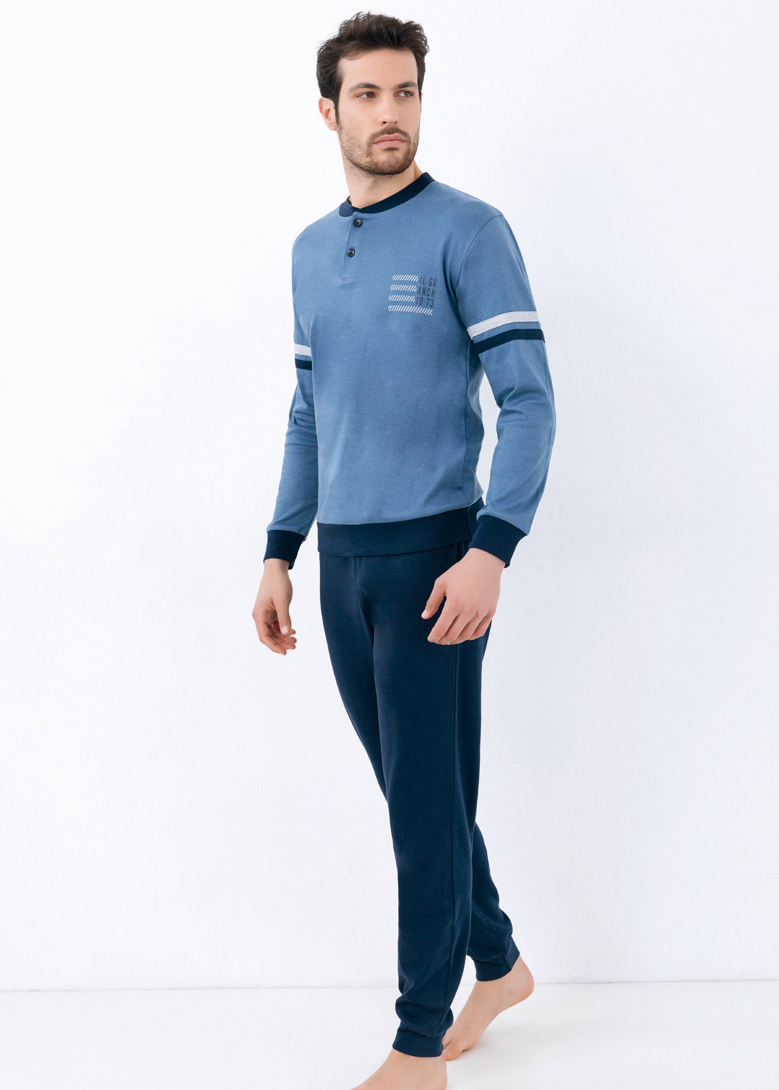 pigiama azzurro invernale da uomo