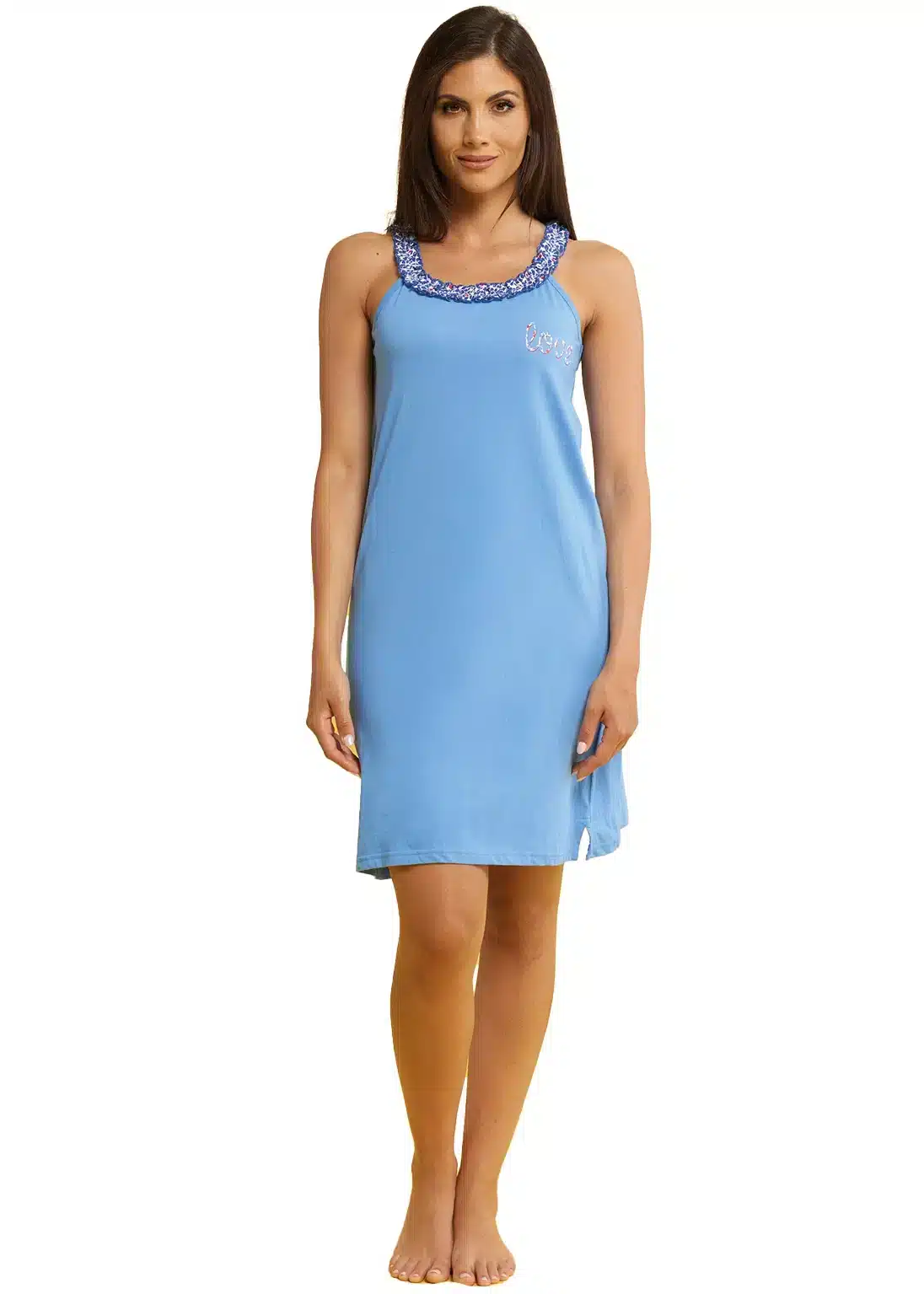 abito femminile azzurro con scritta love