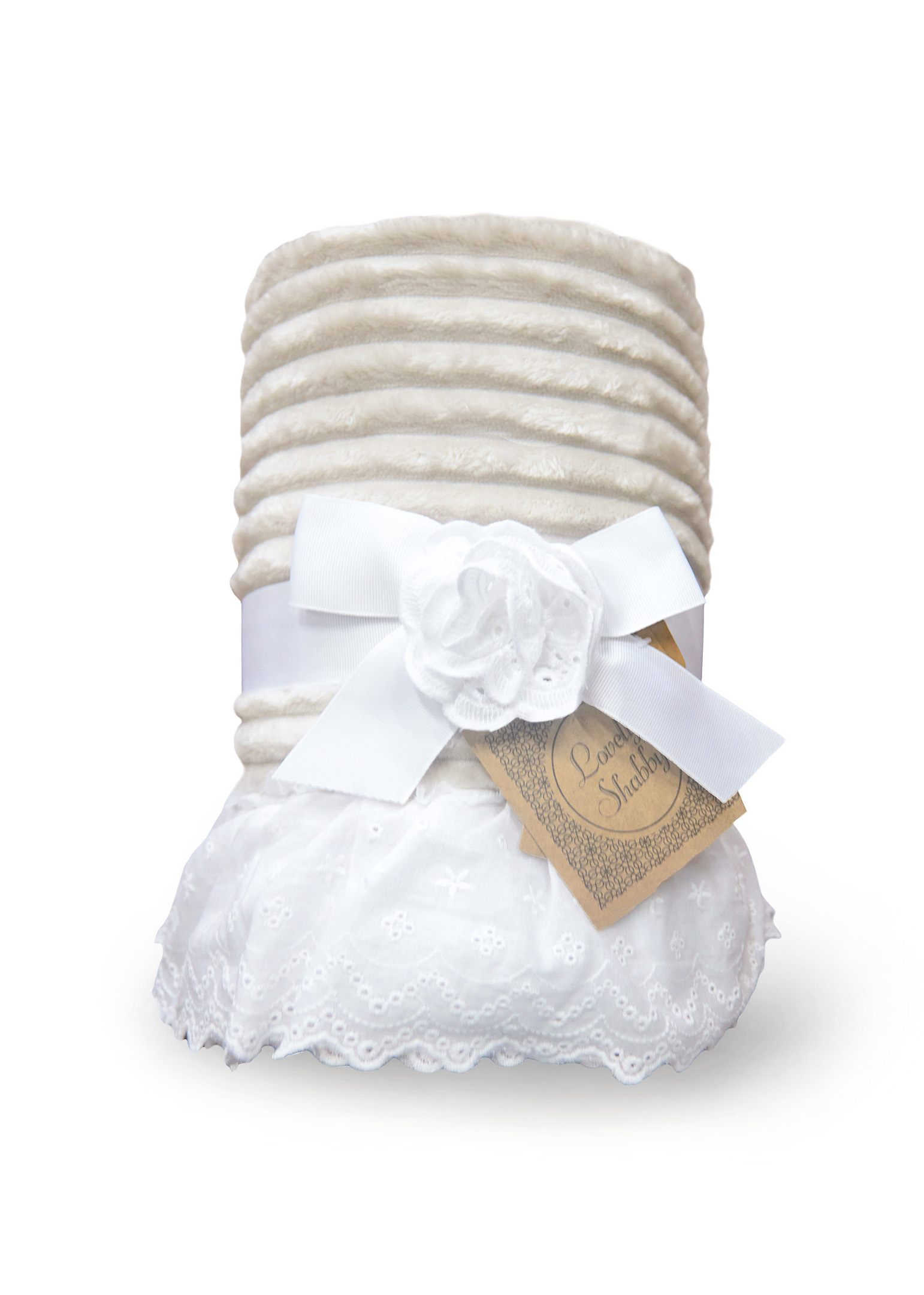 plaid lovely shabby in avorio con merletto bianco