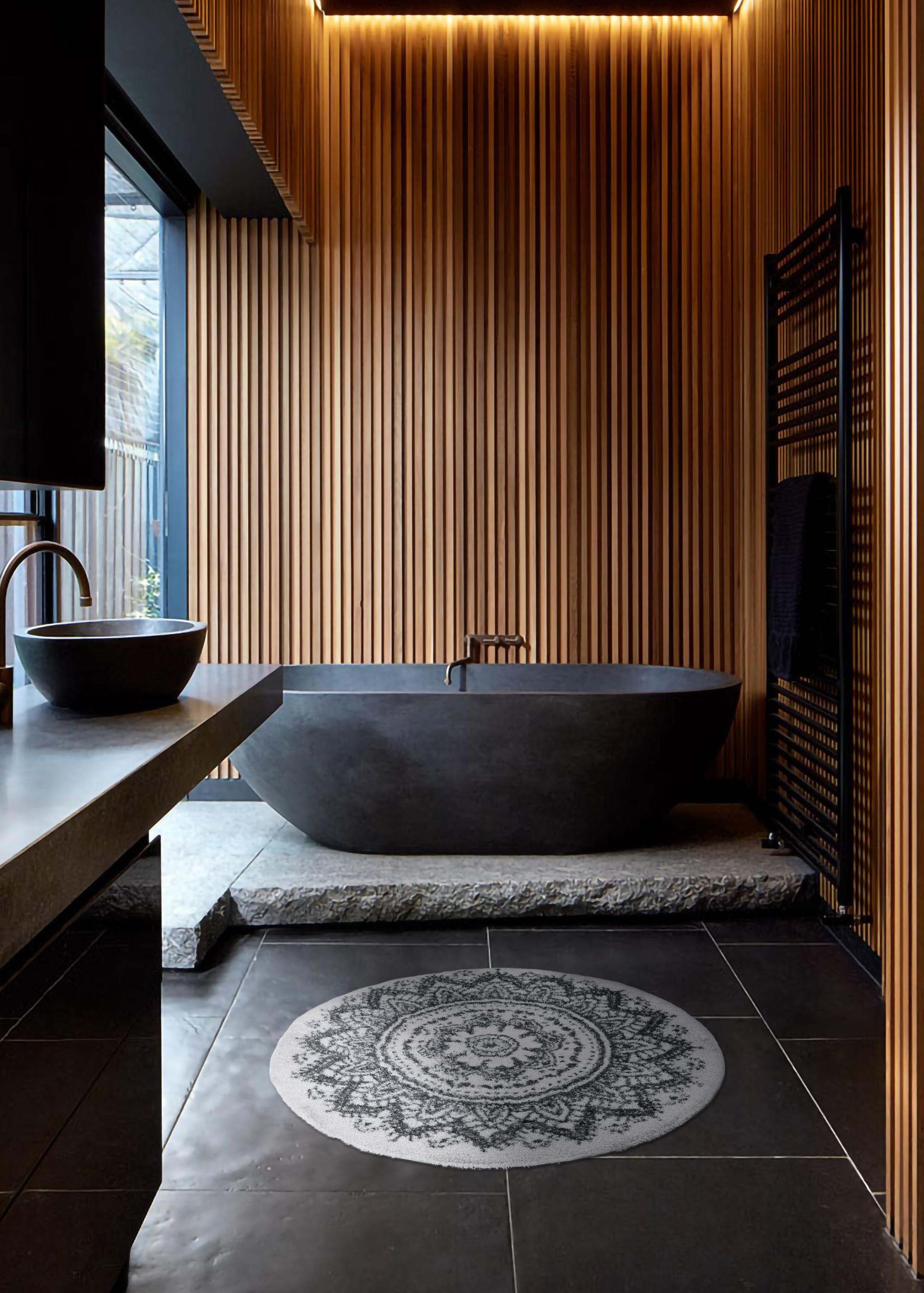 tappeto stile mandala per il bagno
