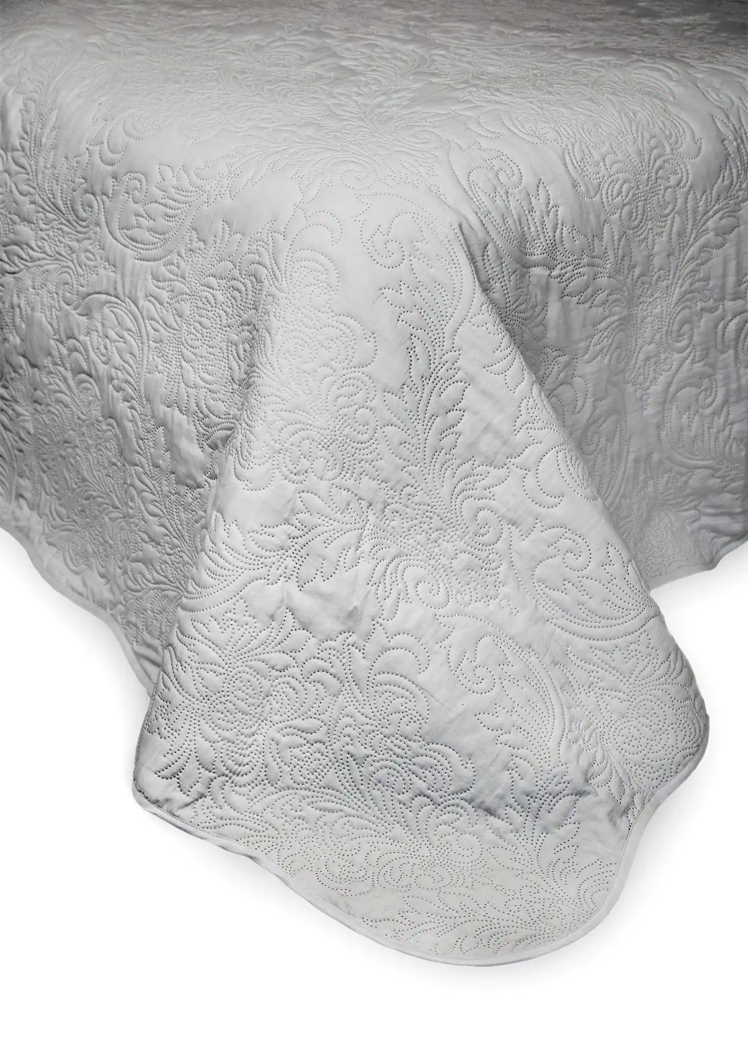trapuntino di colore grigio con disegno ricamato