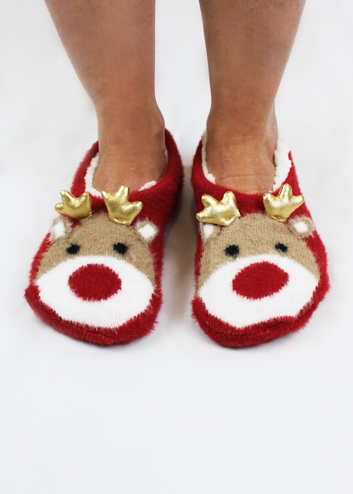 scarpe babbucce da donna con la renna di colore rosso