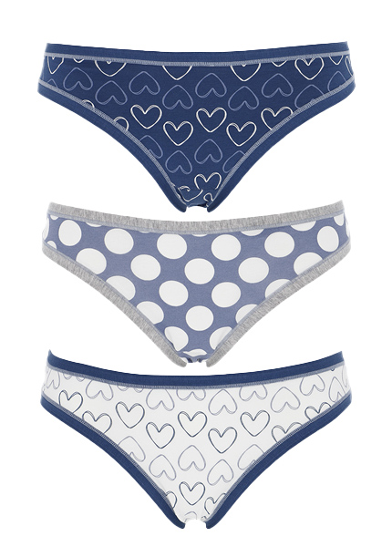 brasiliana in cotone di colore blu con cuori
