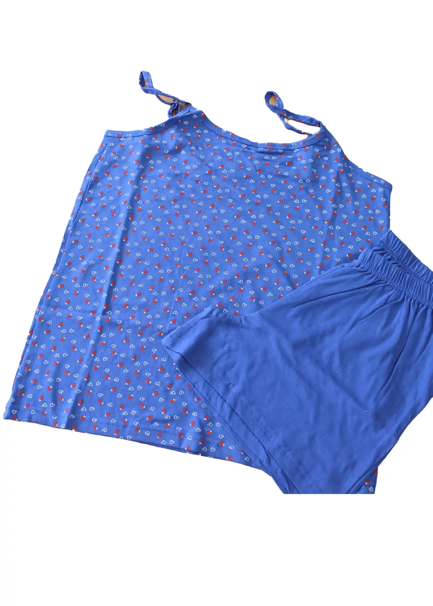 pigiama blu con cuoricini da donna