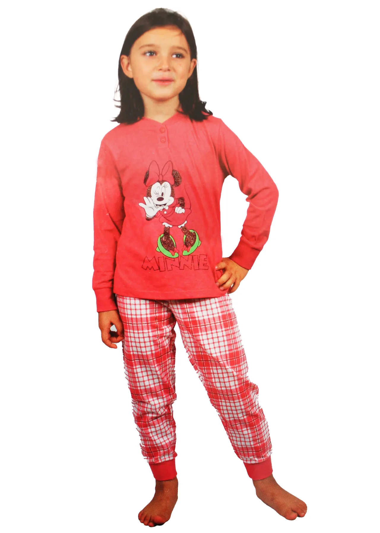 pigiama con minnie glitterata da bambina