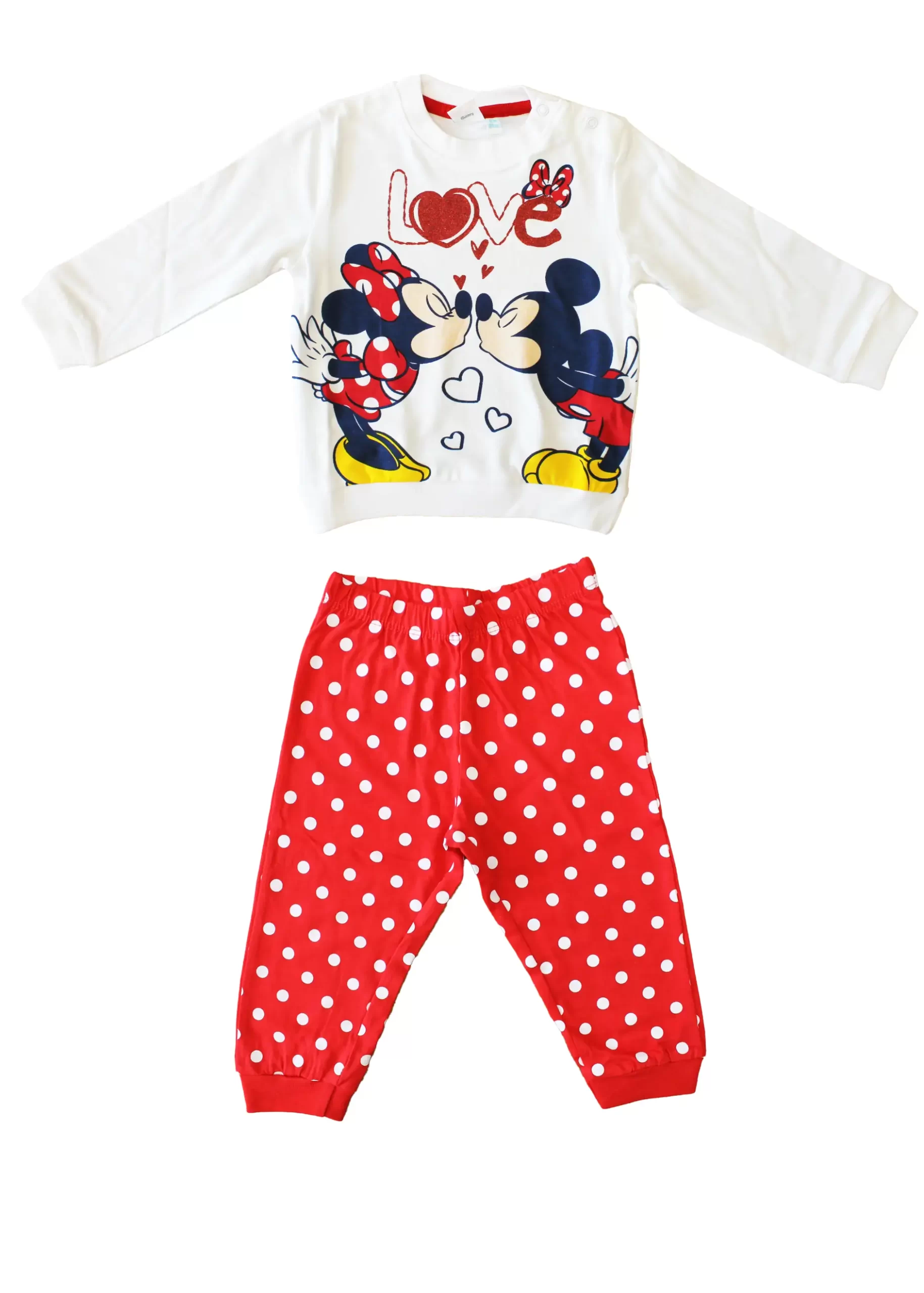 completino da neonata di colore rosso con topolino e minnie