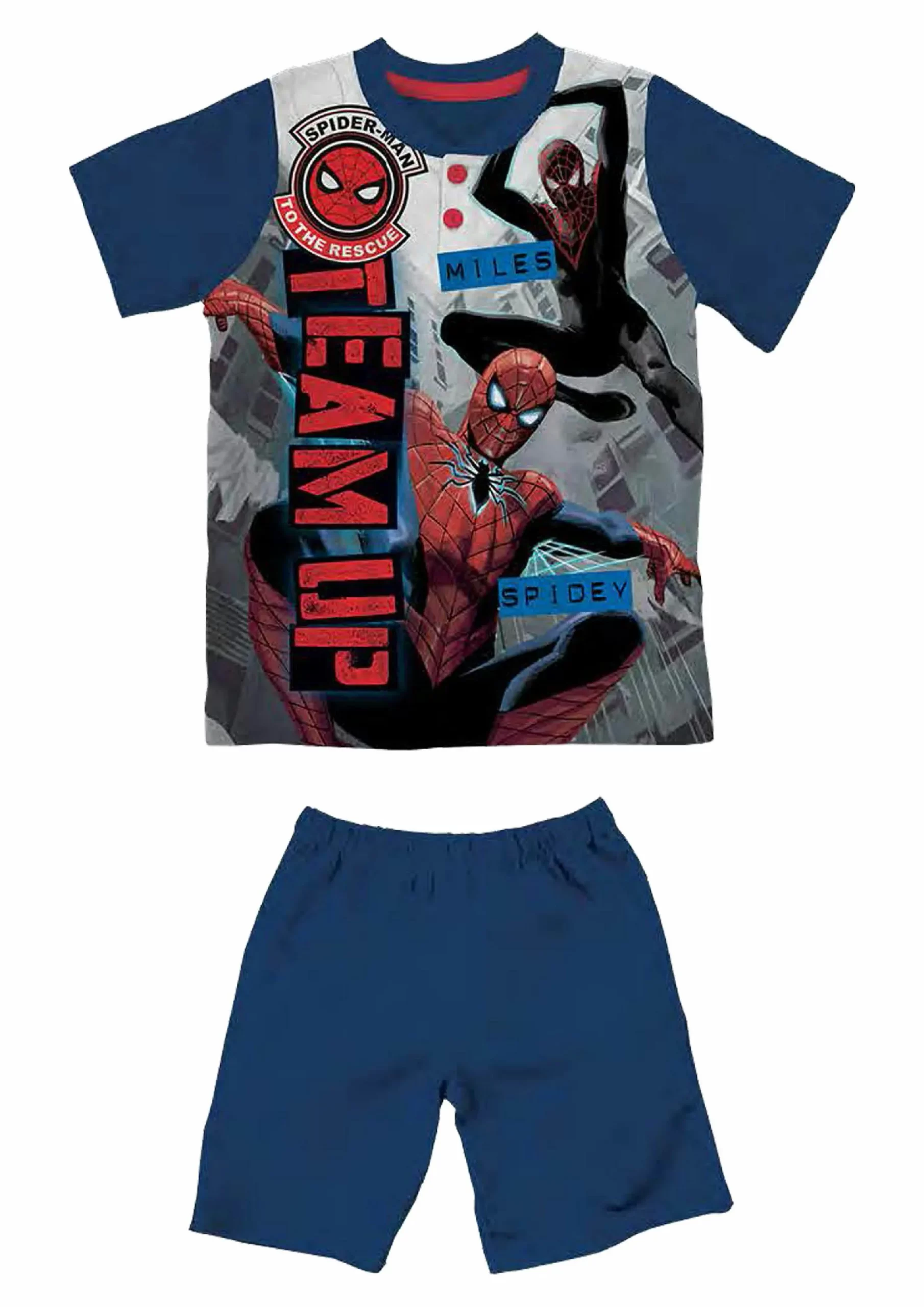 pigiama di colore blu di spiderman