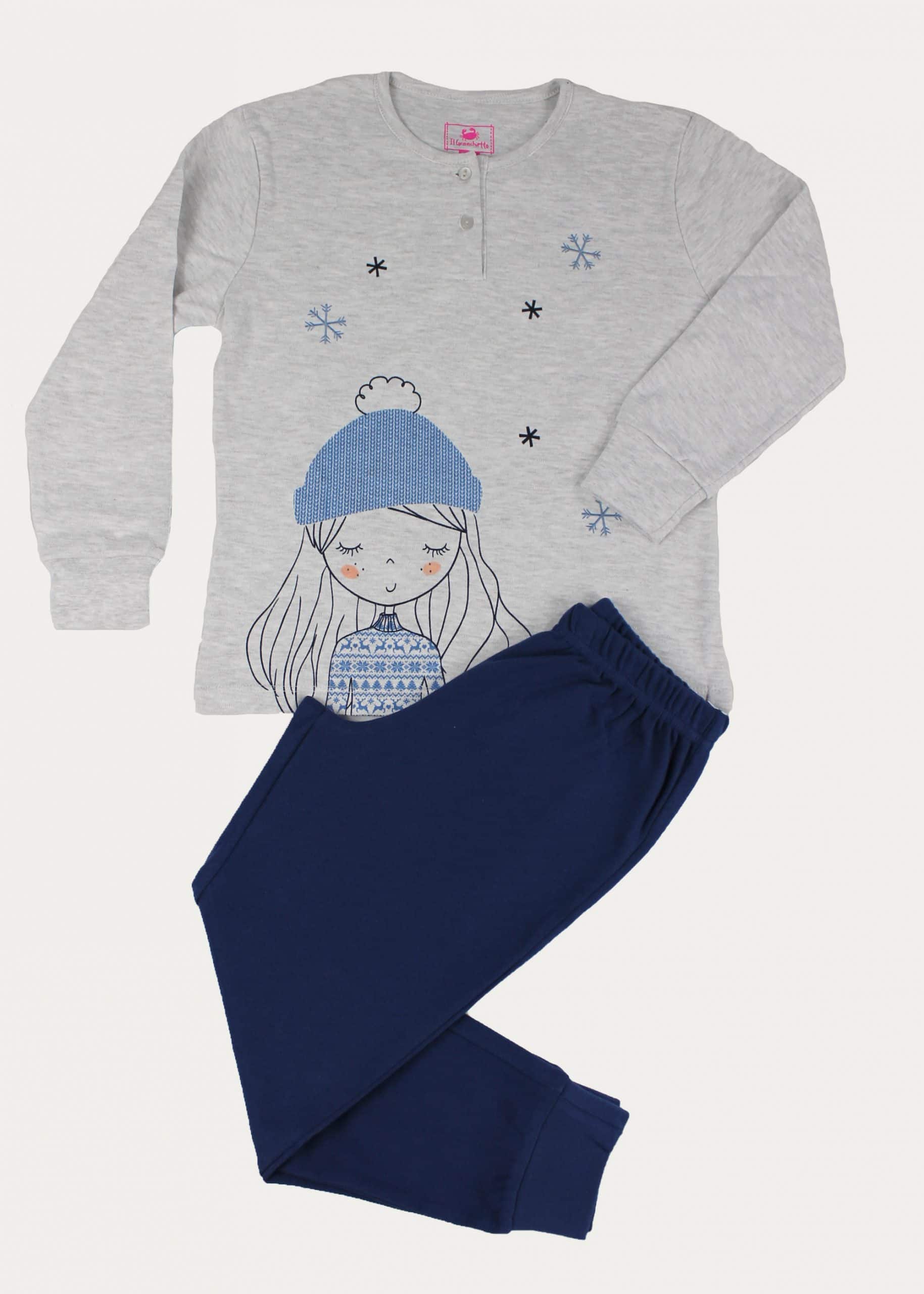 pigiama invernale di colore grigio da bambina