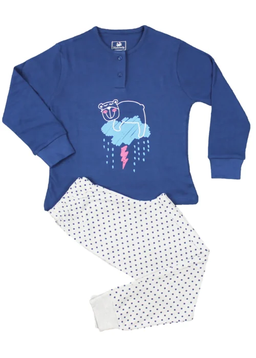 pigiama a pois da bambina di colore blu