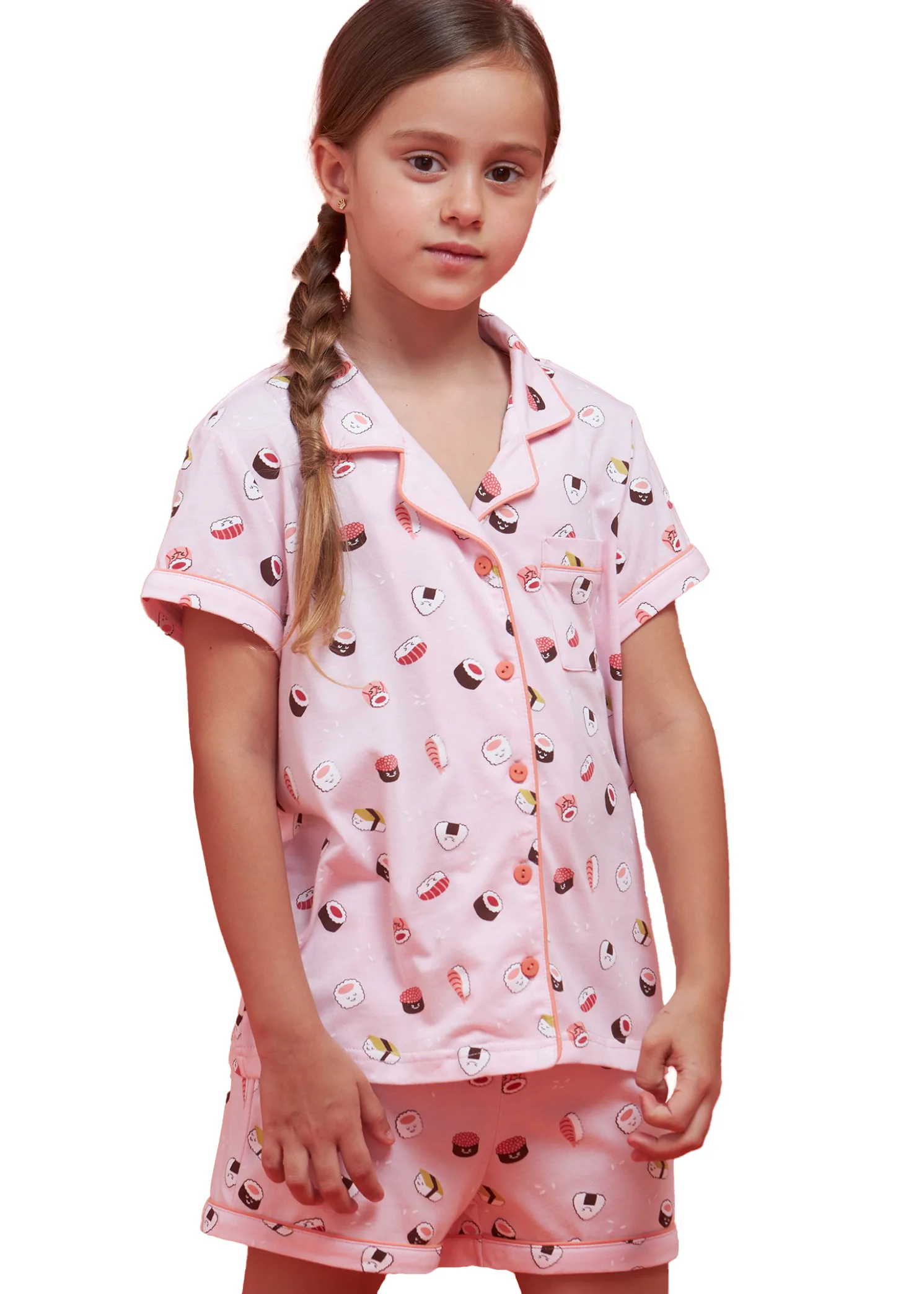 pigiama rosa da bambina con sushi