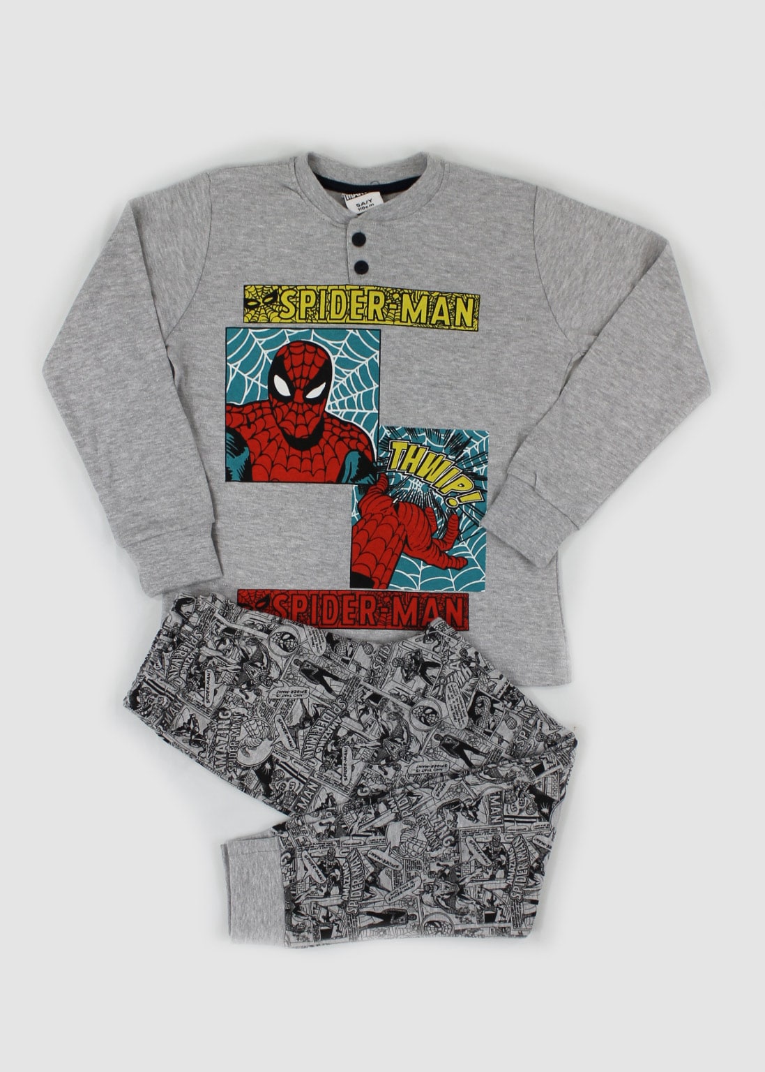 pigiama da bambino di colore grigio di spiderman