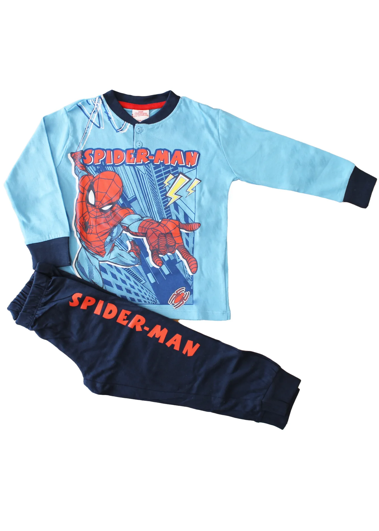 pigiama azzurro in cotone leggero di spiderman