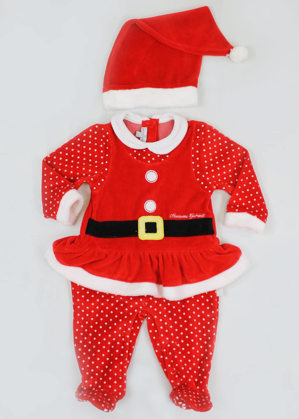 tutina di natale per neonata con cappello da babbo natale