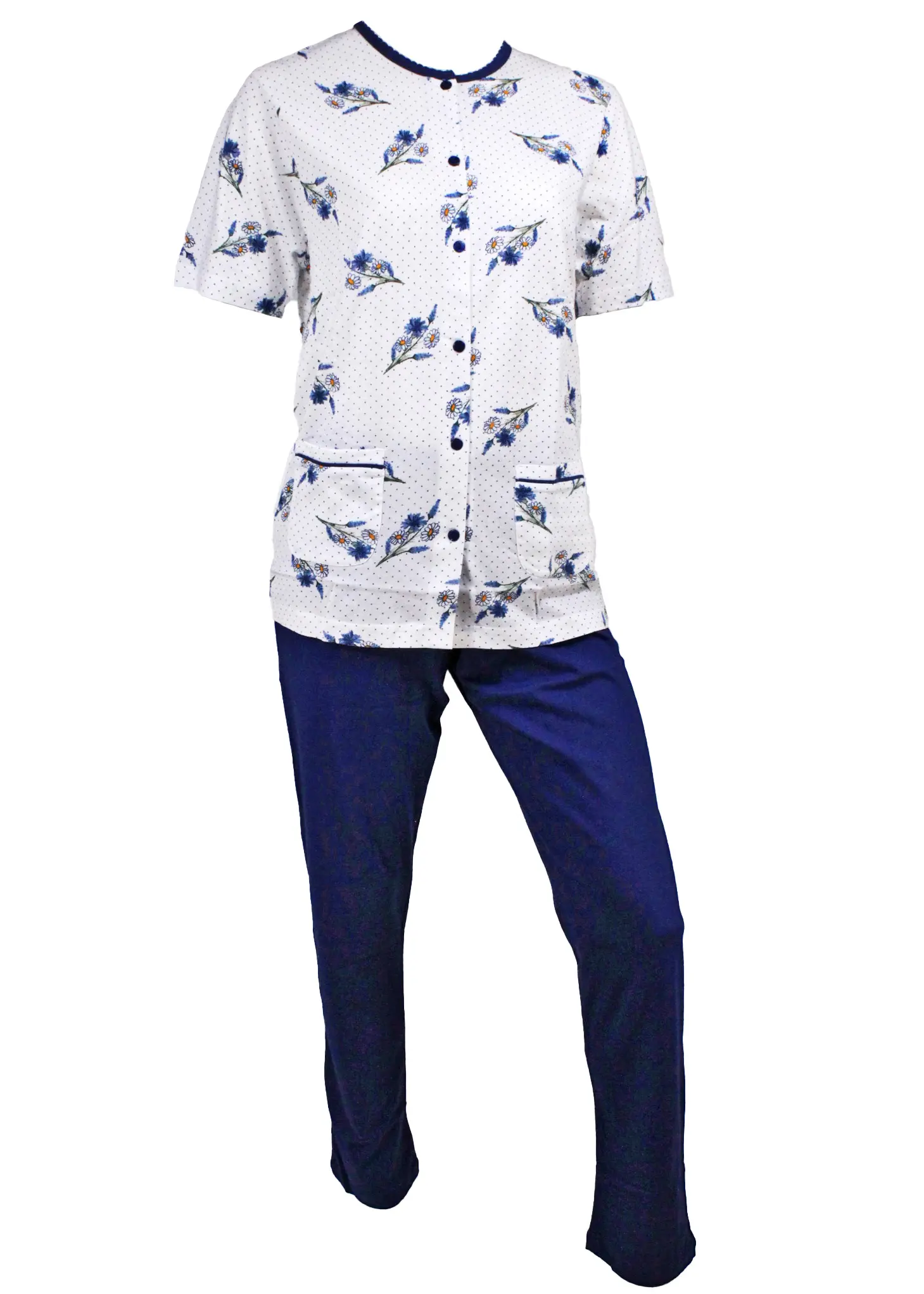 pigiama in cotone per donna di colore blu