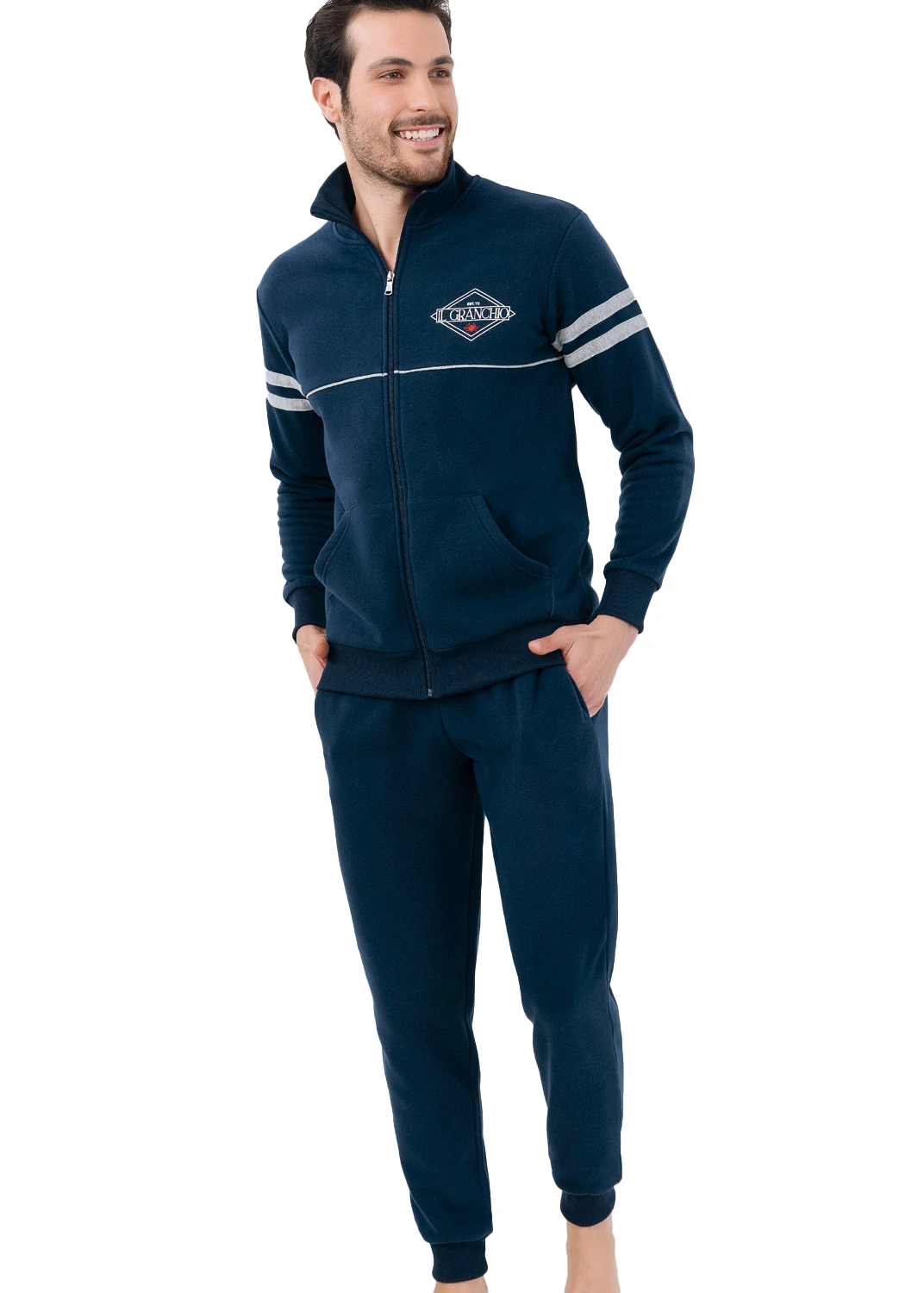 tuta con zip da uomo di colore blu
