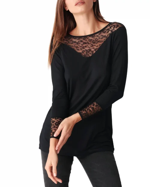 maglia viscosa animalier di colore nero