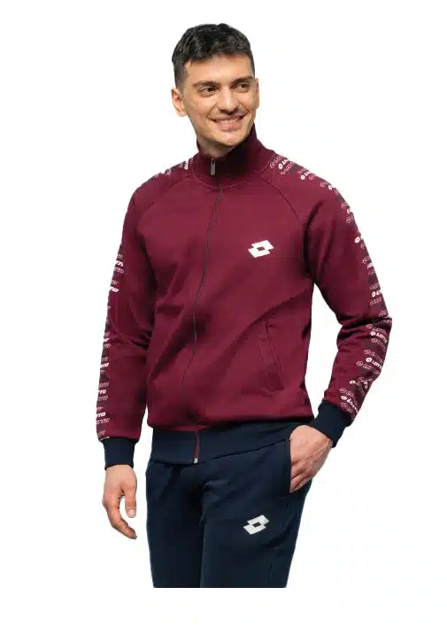 tuta bordeaux con logo lotto bianco