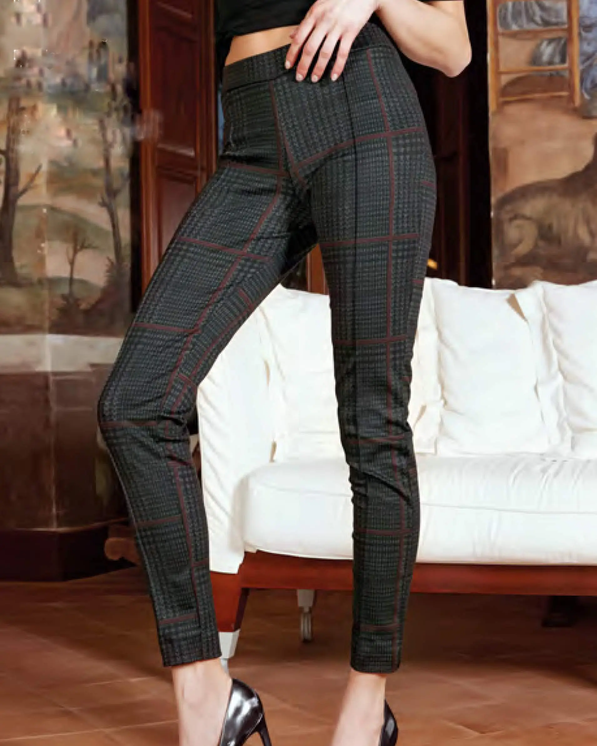 leggings femminili stile scozzese