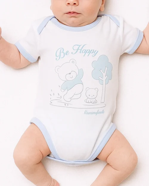 body neonato in cotone caldo mezza manica azzurro