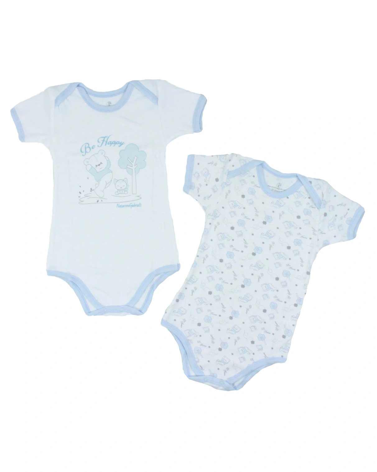 body neonato in cotone caldo mezza manica azzurro