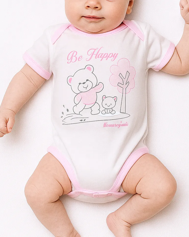body neonato in cotone caldo mezza manica rosa