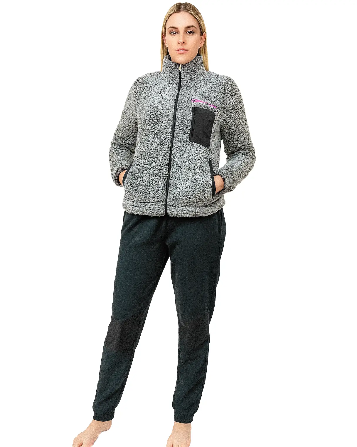 tuta lotto in pile con zip da donna