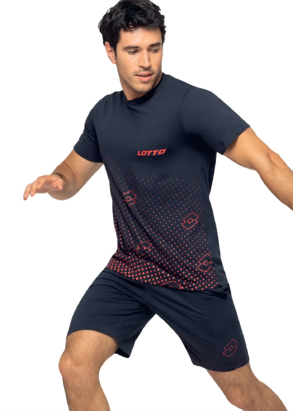 completo sportivo in cotone a maniche corte con logo lotto