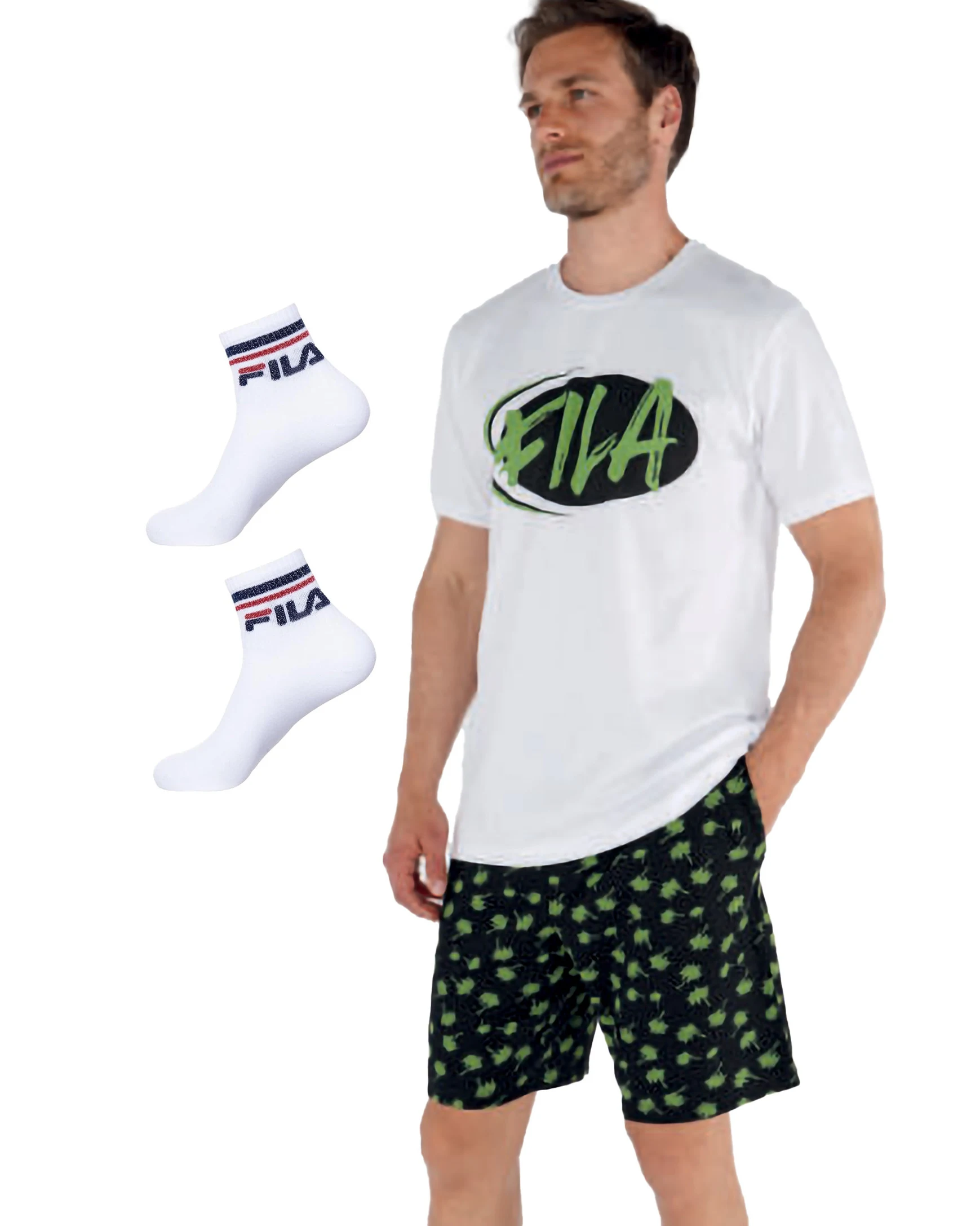 completo maschile fila con t-shirt e calze abbinate