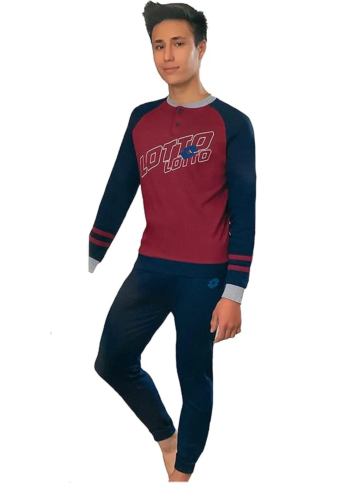 pigiama colore bordeaux in cotone con logo lotto