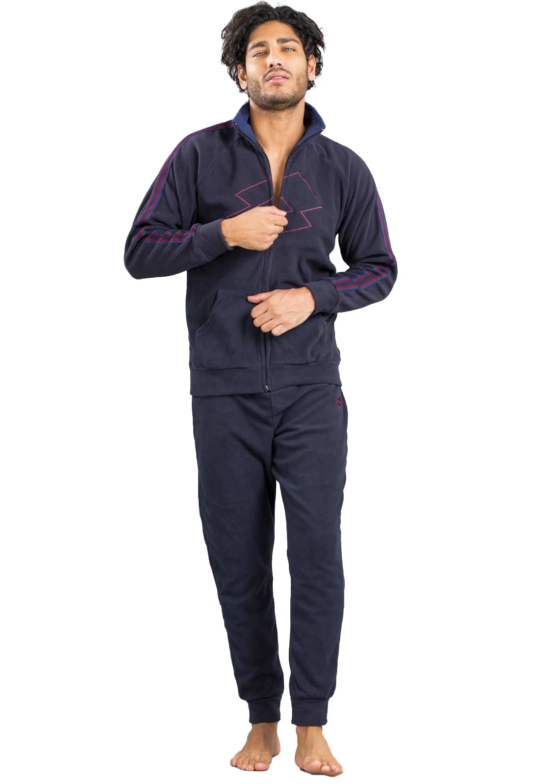 tuta invernale con zip di colore blu da uomo