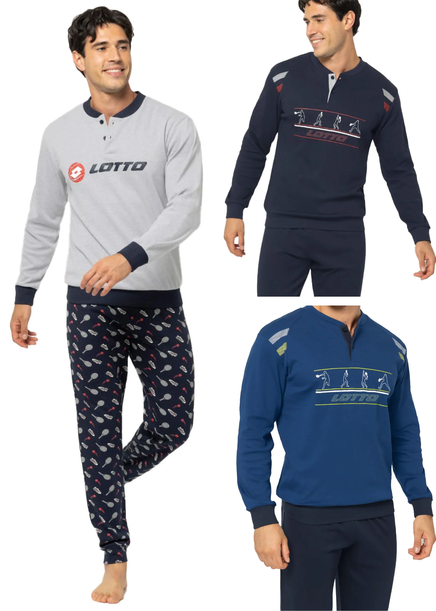 pigiami maschili lotto sport tennis in cotone