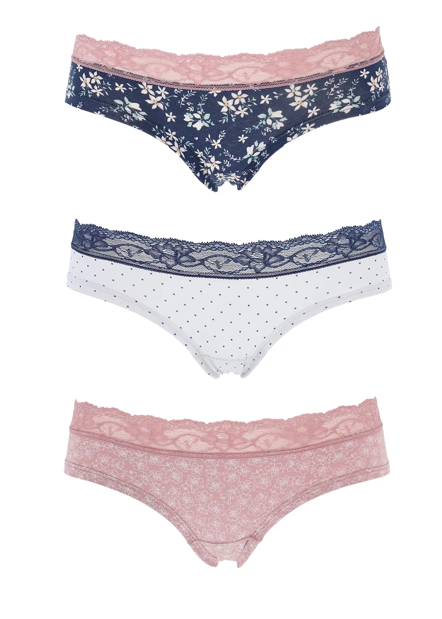 tre paia di slip donna con merletto