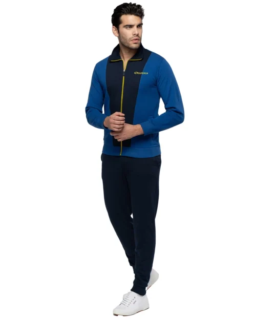 tuta felpata con zip da uomo colore bluette