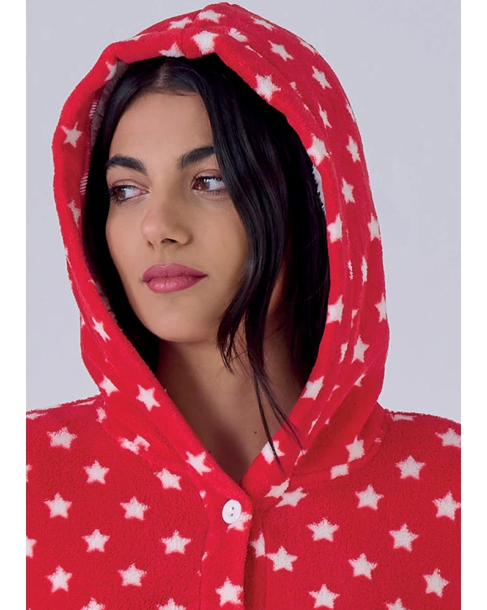 vestaglia da donna con cappuccio colore rosso