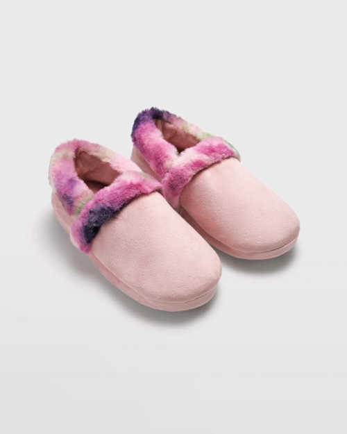 pantofole femminili rosa con pelliccia e suola in gomma
