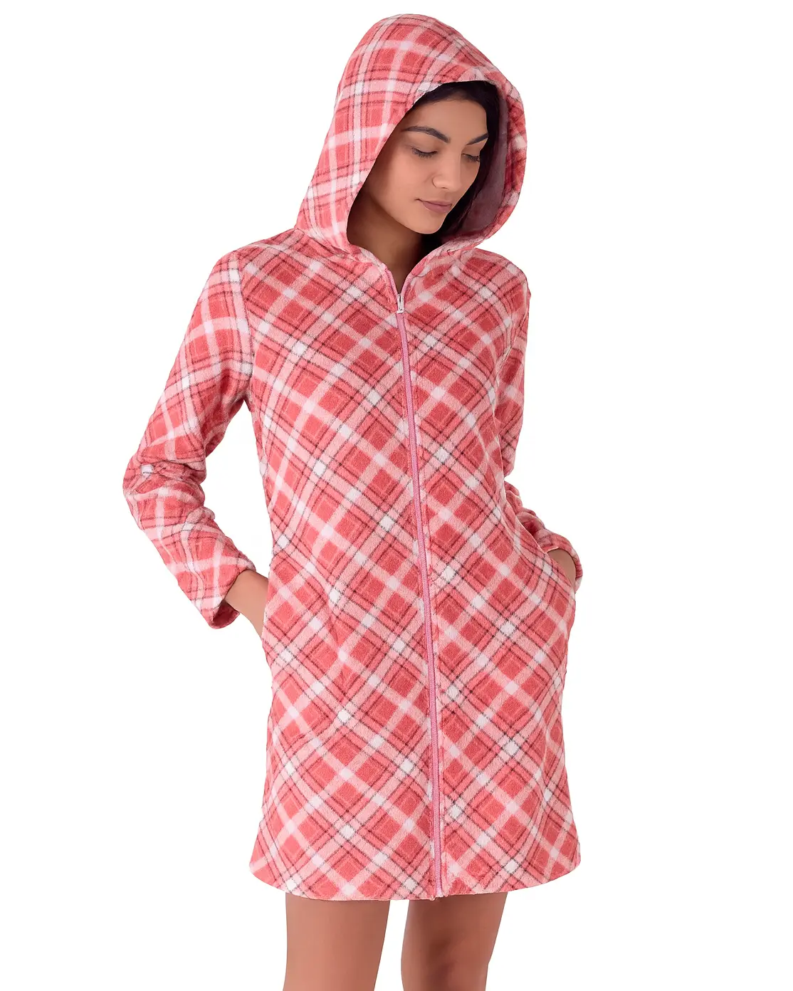 vestaglia con cappuccio colore coral