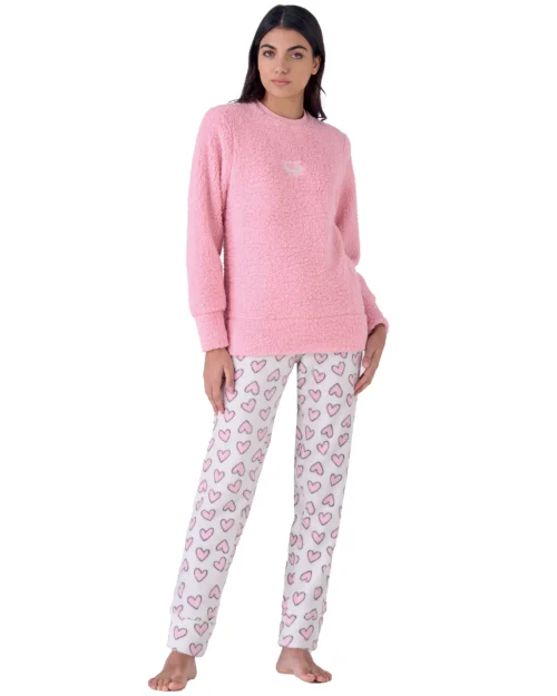 pigiama in pile colore rosa per donna