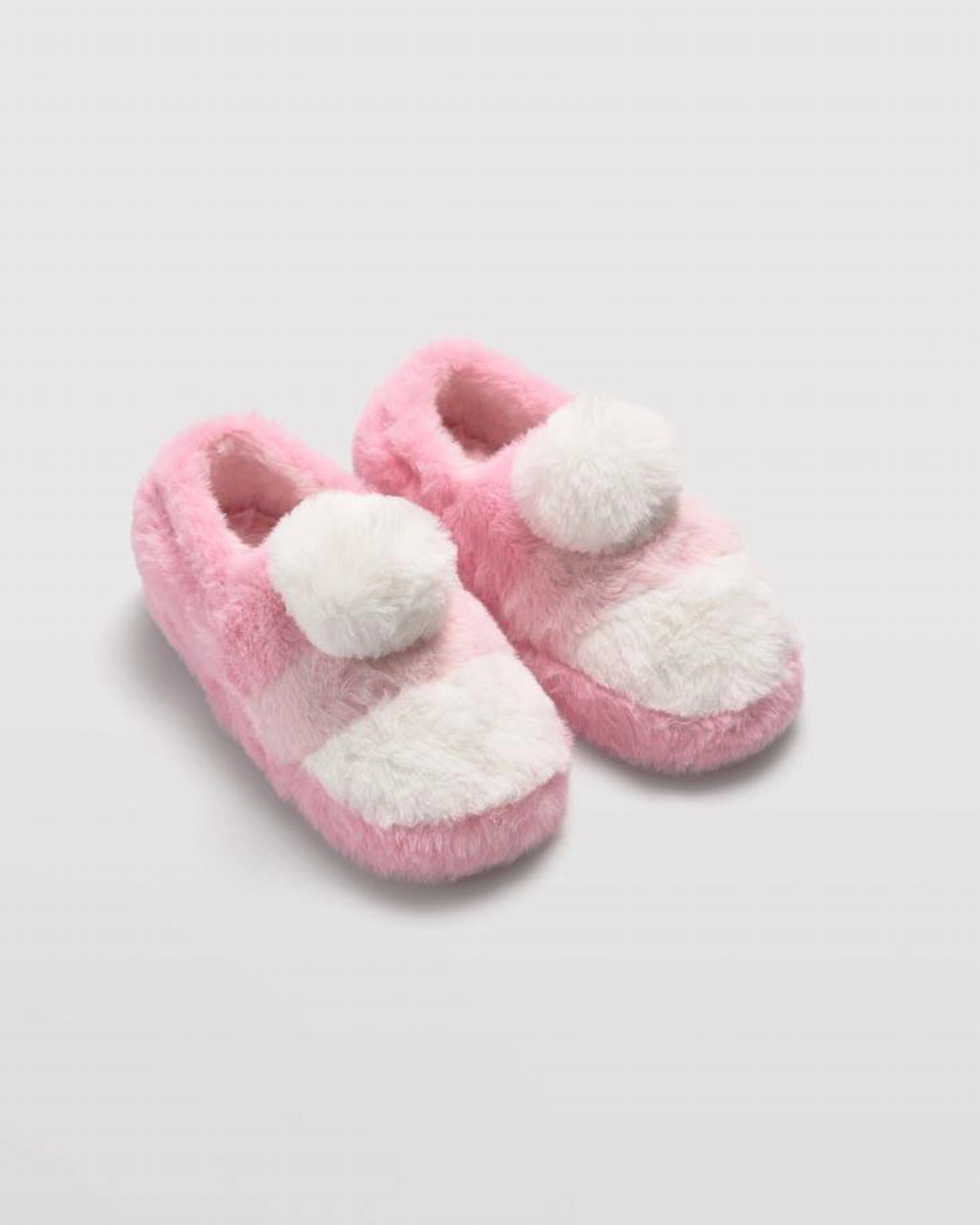 pantofole rosa con pelliccia e pompom per bambina