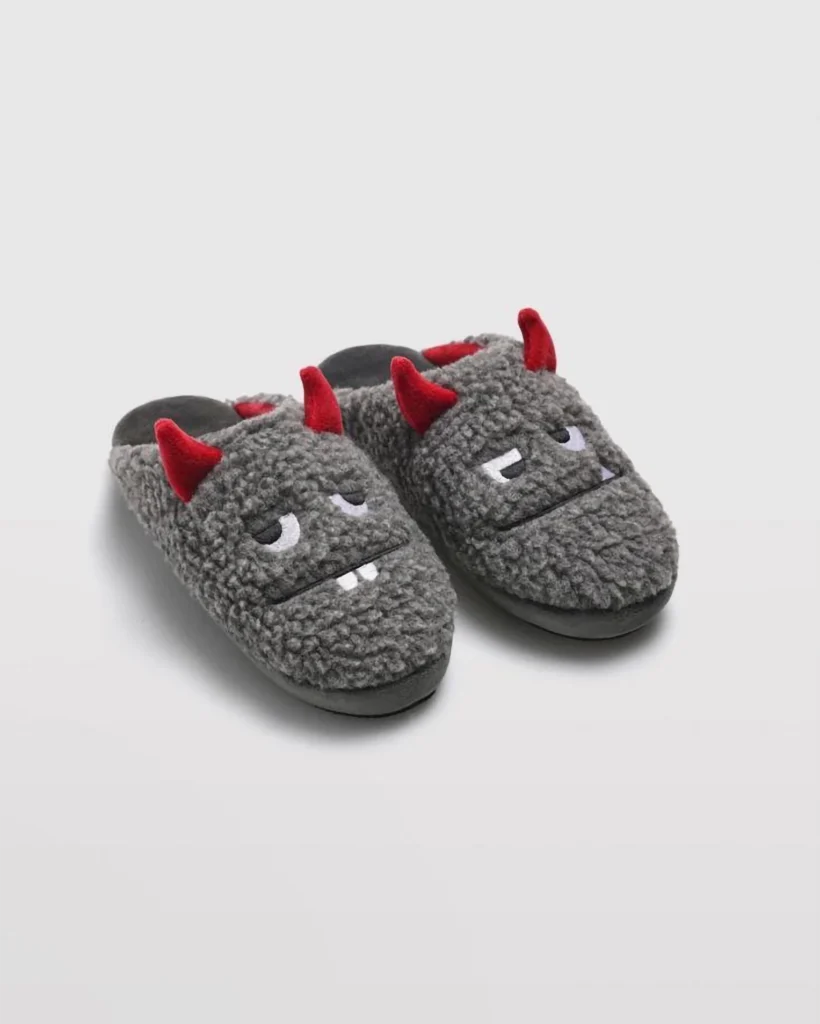 Pantofole Aperte da Bambino Grigio/Rosso Diavoletto