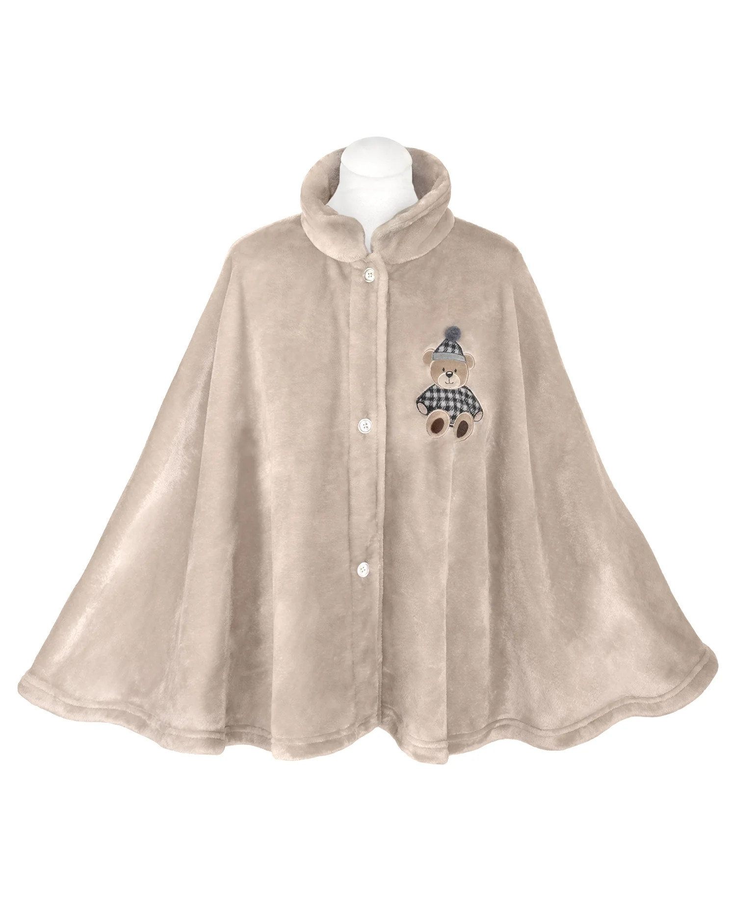 poncho per bambina in pile colore sabbia