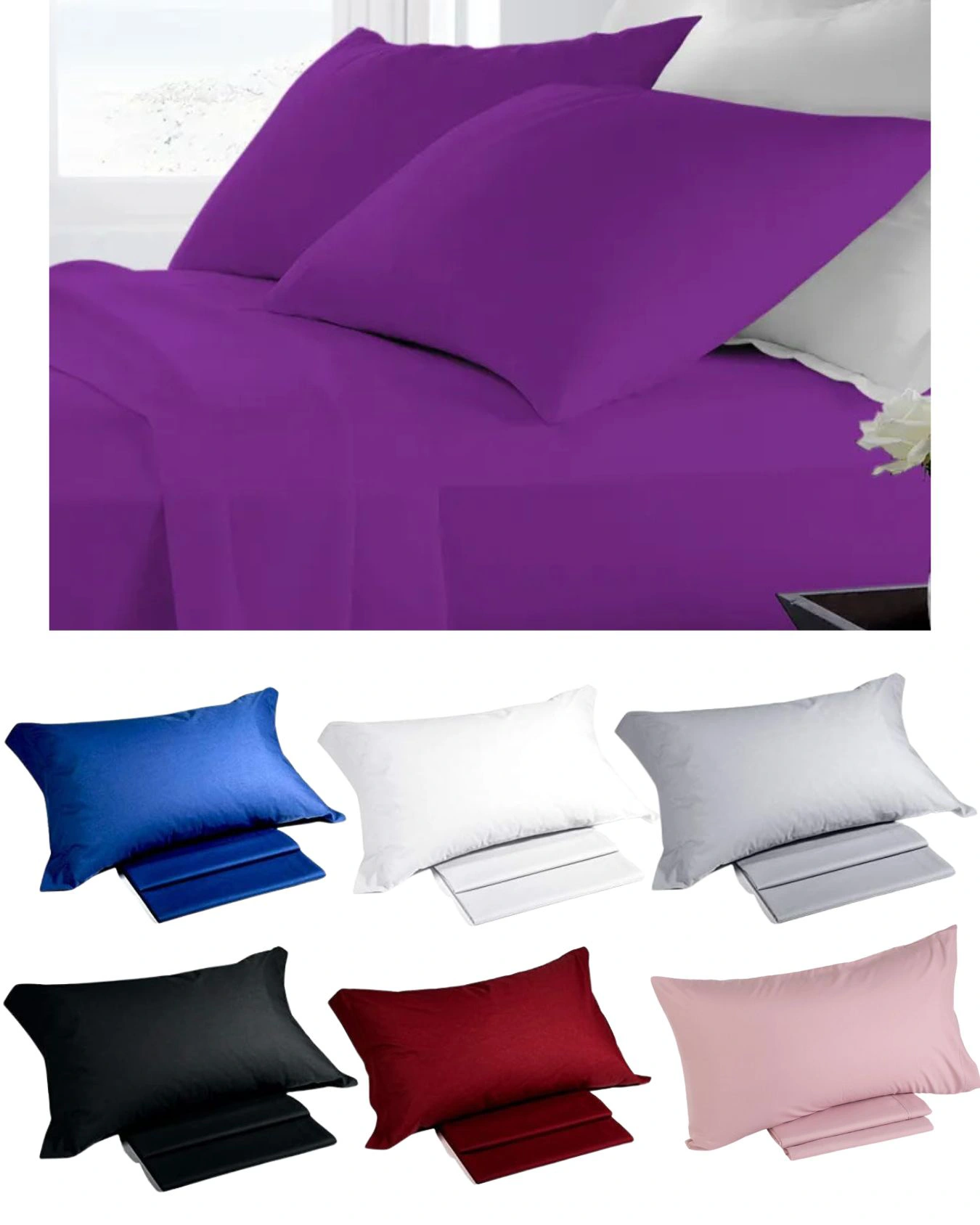 completo lenzuola tinta unita per letto matrimoniale 100% cotone made in Italy