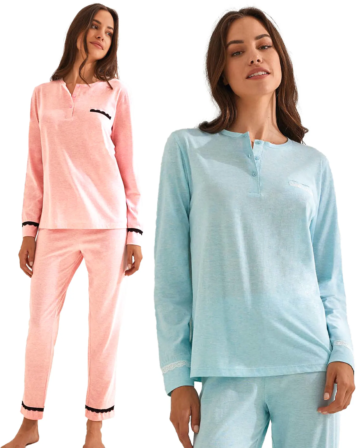 pigiama in cotone leggero con pizzo