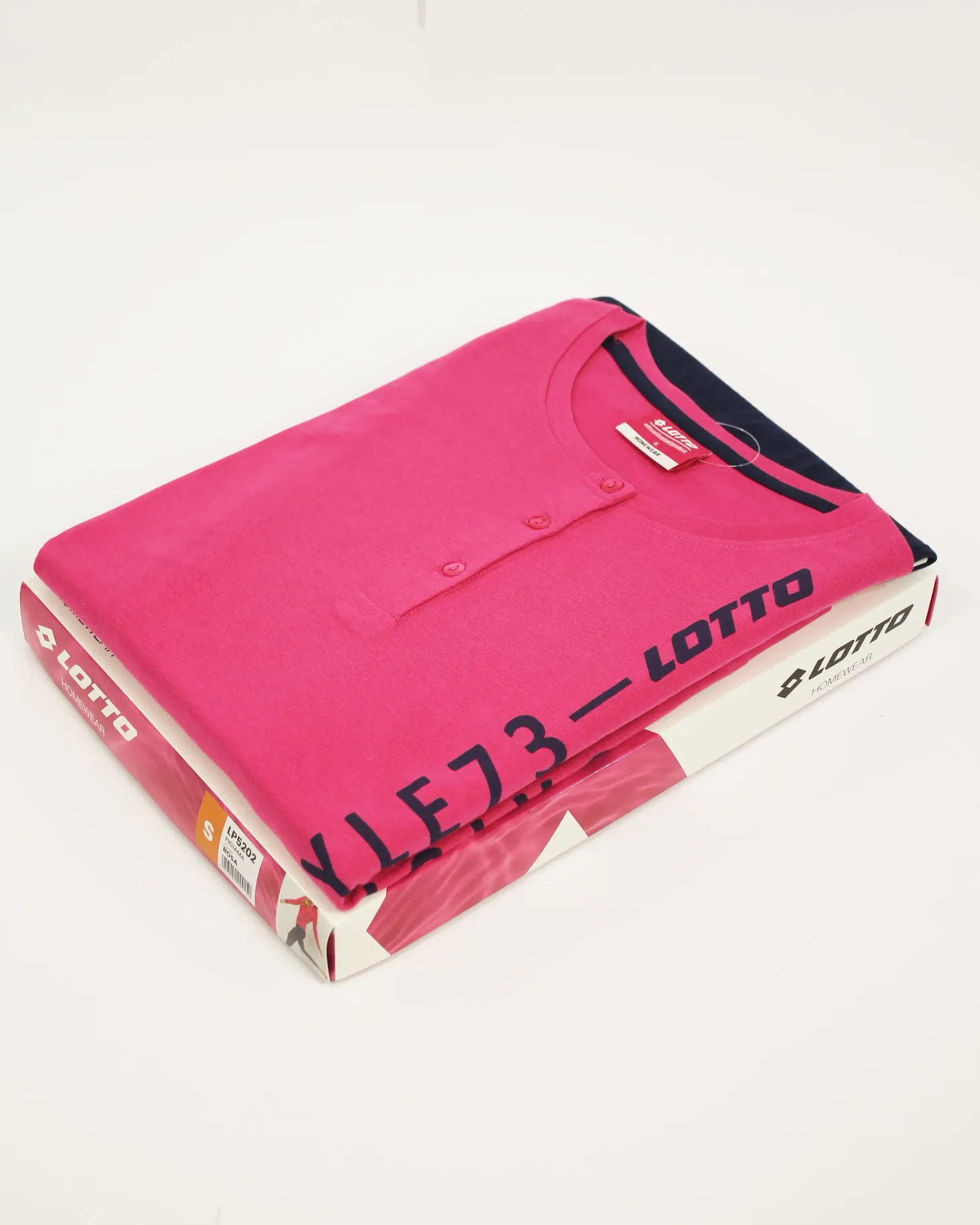 pigiama in cotone leggero a maniche lunghe colore fucsia
