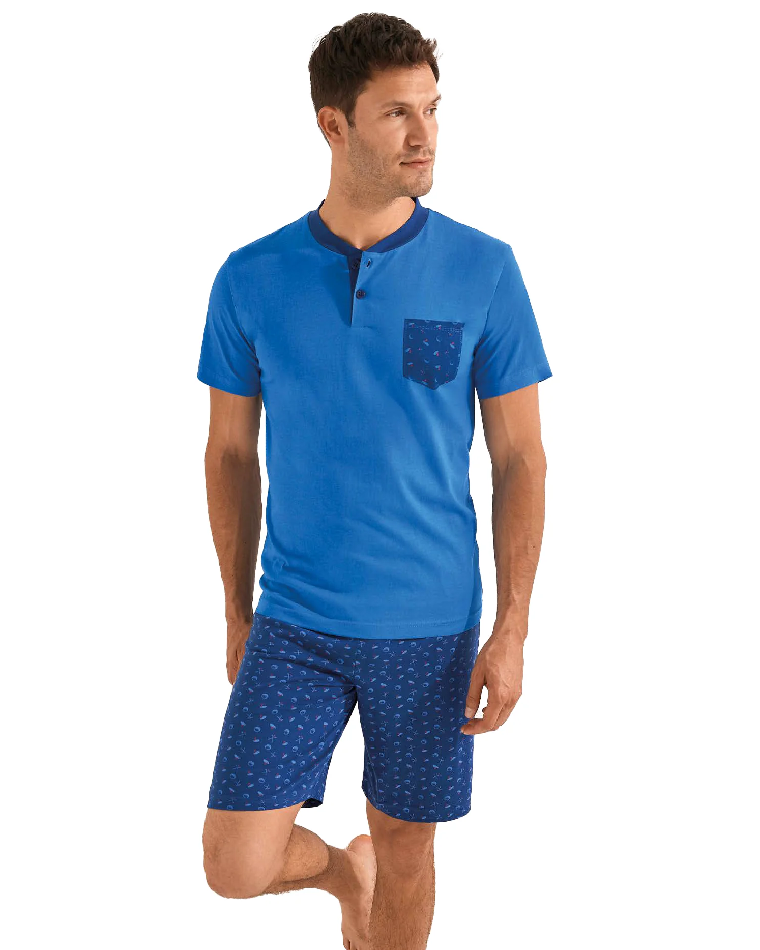 pigiama in cotone bluette da uomo